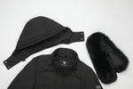 Load image into Gallery viewer, Men's Glacier Down Parka Jacket in Black (Black Fox Hood Trim) FEVANI