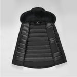 Last inn bildet i gallerivisningen, Women's Ritzy Down Parka Jacket in Black (Black Fox Hood Trim) FEVANI