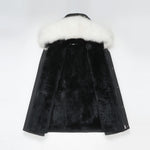 Last inn bildet i gallerivisningen, Men's Imperial Down Parka Jacket in Black (White Fox Hood Trim) FEVANI