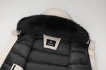 Load image into Gallery viewer, Men's Grandeur Down Parka Jacket in White (Black Fox Hood Trim) FEVANI