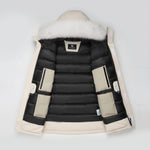 Load image into Gallery viewer, Men's Grandeur Down Parka Jacket in White (White Fox Hood Trim) FEVANI