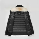 Last inn bildet i gallerivisningen, Men's Majestic Down Parka Jacket in Black (Light Fox Hood Trim) FEVANI