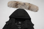 Load image into Gallery viewer, Men's Glacier Down Parka Jacket in Black (Light Fox Hood Trim) FEVANI