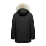 Load image into Gallery viewer, Men's Grandeur Down Parka Jacket in Black (Light Fox Hood Trim) FEVANI