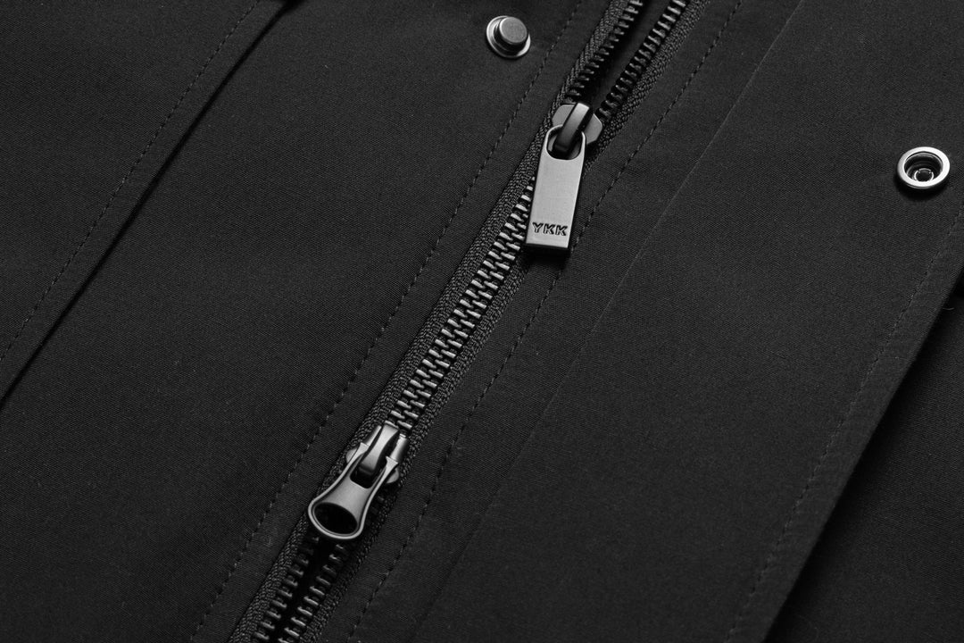 Men's Glacier Down Parka Jacket in Black (White Fox Hood Trim) FEVANI