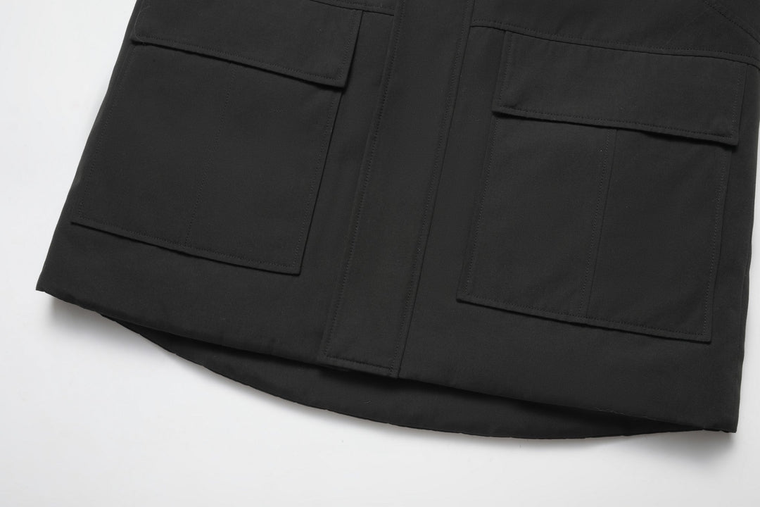 Men's Glacier Down Parka Jacket in Black (White Fox Hood Trim) FEVANI