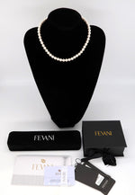 이미지를 갤러리 뷰어에 로드 , Women&#39;s Opaline White Pearl Beads Necklace - 925 Sterling silver link with 18K gold-layered finish FEVANI
