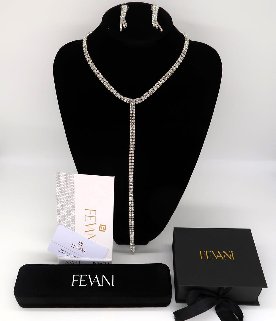 Women's Wedding Jewelry Set: Grandeur Necklace with Earrings Set FEVANI