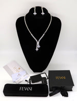 Cargar imagen en el visor de la galería, Women&#39;s Wedding Jewelry Set: Leaf Crystal Necklace with Earrings Set FEVANI
