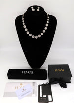 이미지를 갤러리 뷰어에 로드 , Women&#39;s Wedding Jewelry Set: Platinum Aura Necklace with Earrings bridal jewelry Set FEVANI
