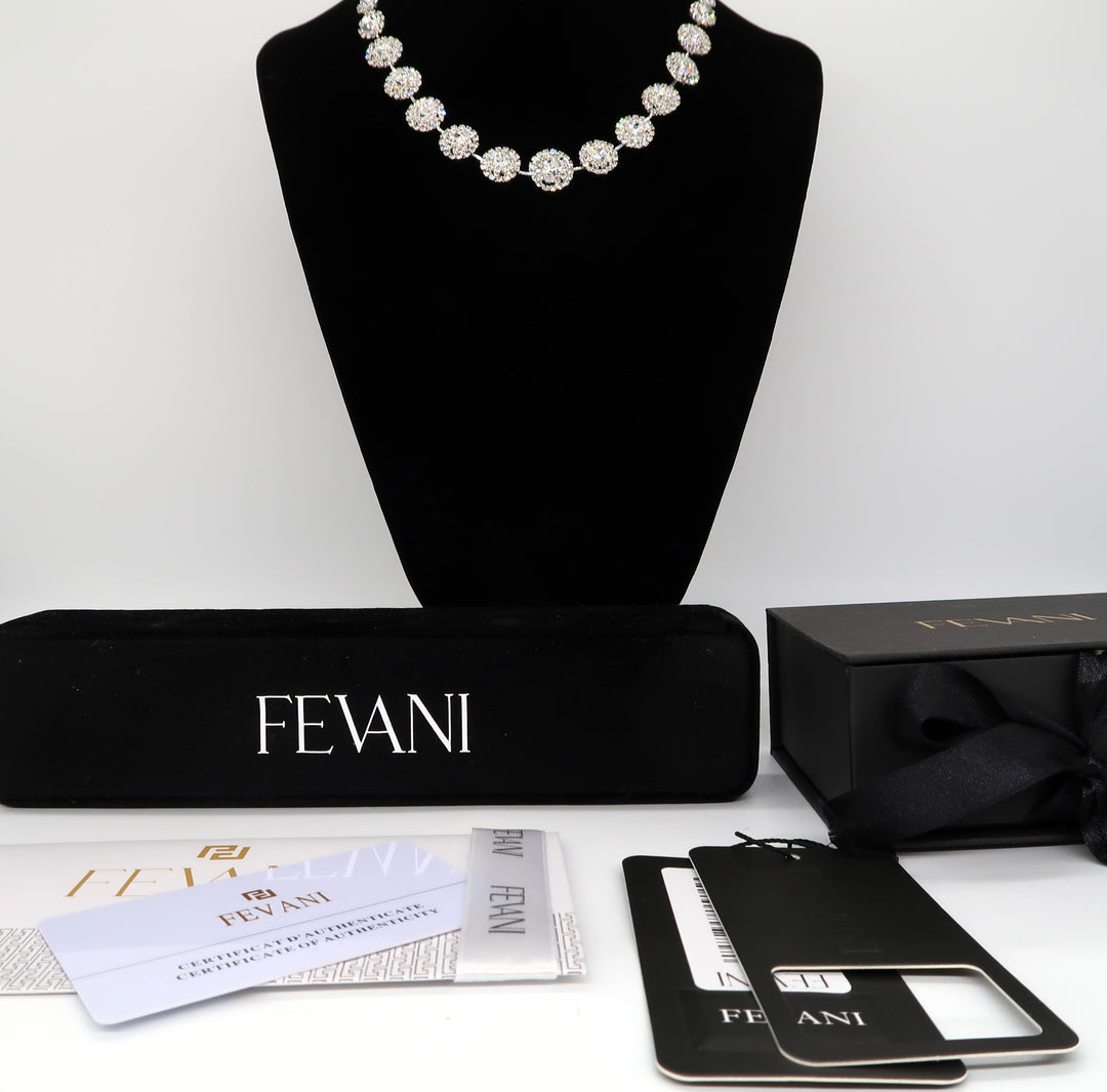 Women's Wedding Jewelry Set: Platinum Aura Necklace with Earrings bridal jewelry Set FEVANI