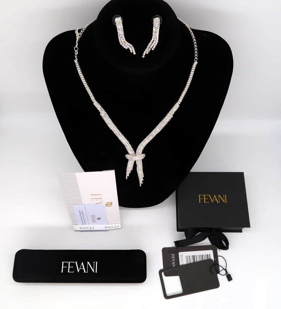 Women's Wedding Jewelry Set: Regal Radiance Necklace with Earrings Set FEVANI