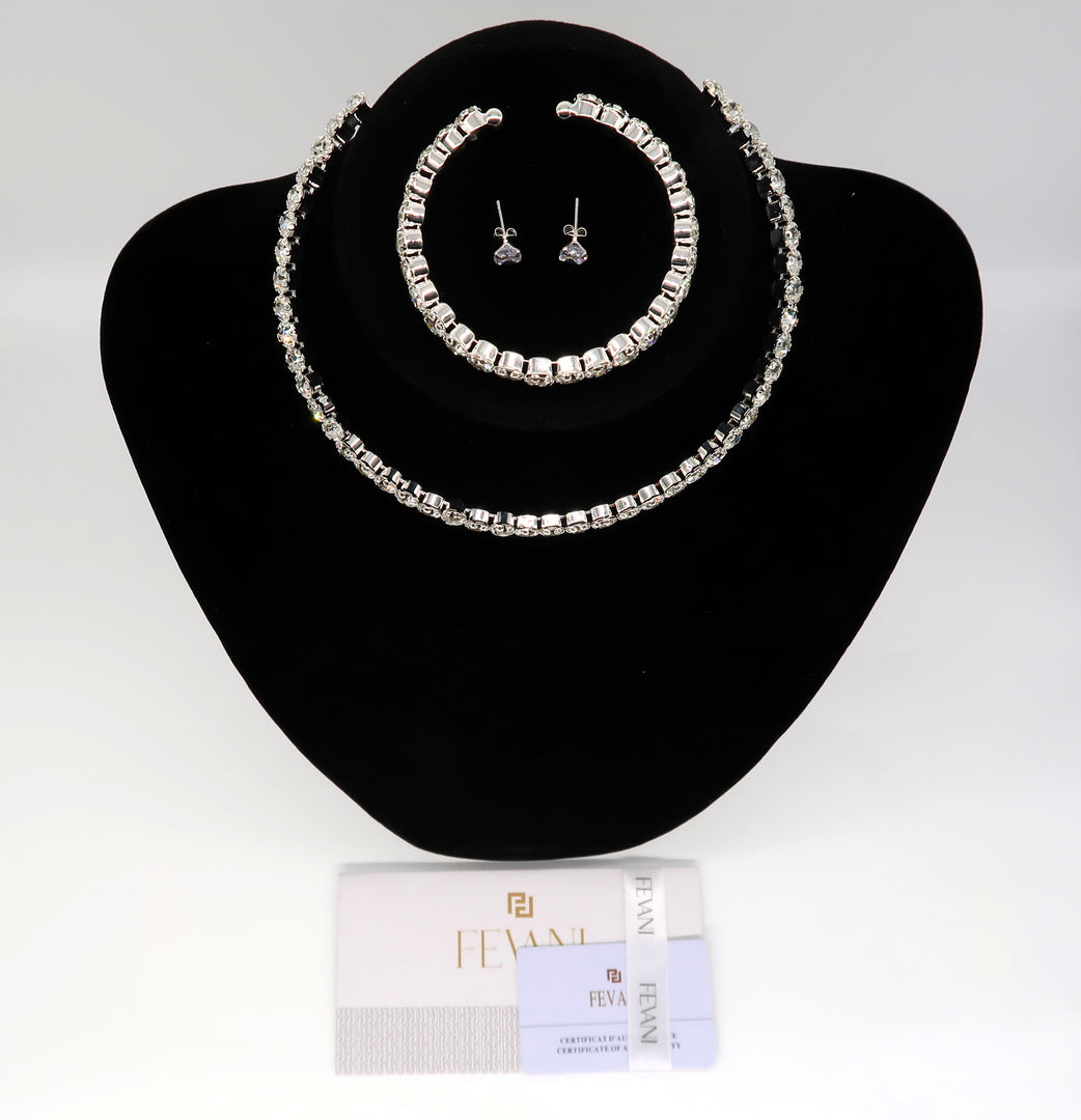 Women's Wedding Jewelry Set: Haute Couture Necklace, Bracelet and Earrings Set FEVANI