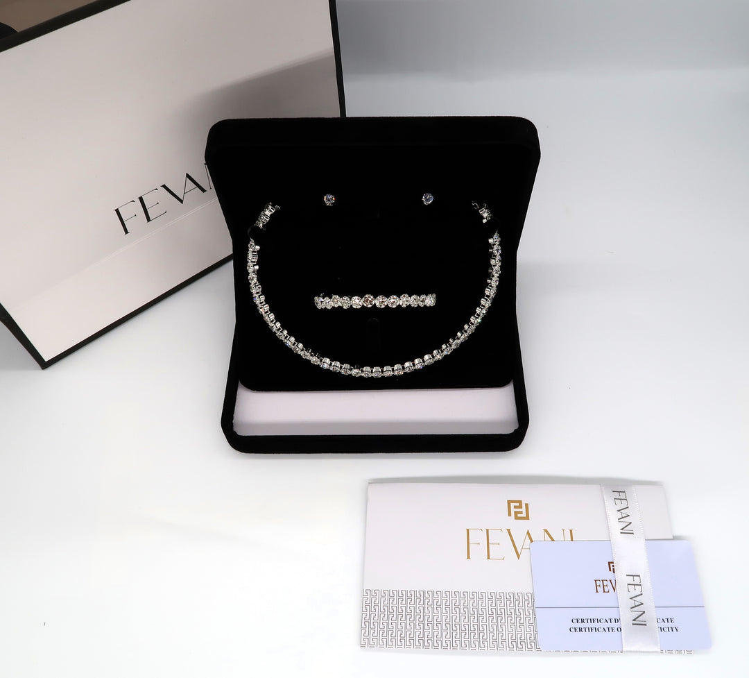 Women's Wedding Jewelry Set: Haute Couture Necklace, Bracelet and Earrings Set FEVANI