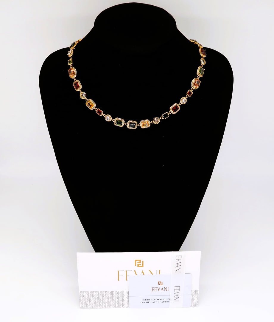 Multi Colour cut Gemstone Necklace: Prestigious Peridot Necklace FEVANI