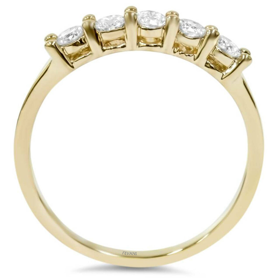 14K Yellow Gold Diamond 5-Stone Camia Wedding Ring FEVANI