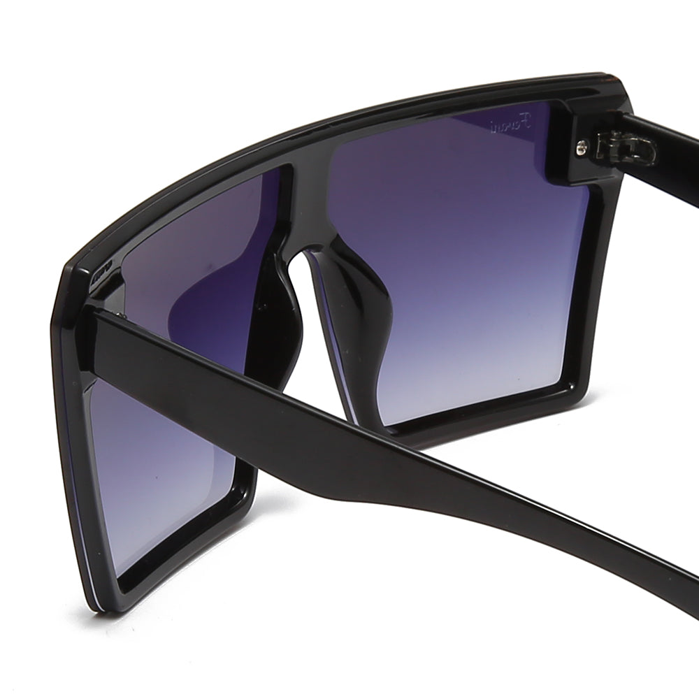 Women's Fevani Bouclier Black Gray Square Oversized Sunglasses FEVANI