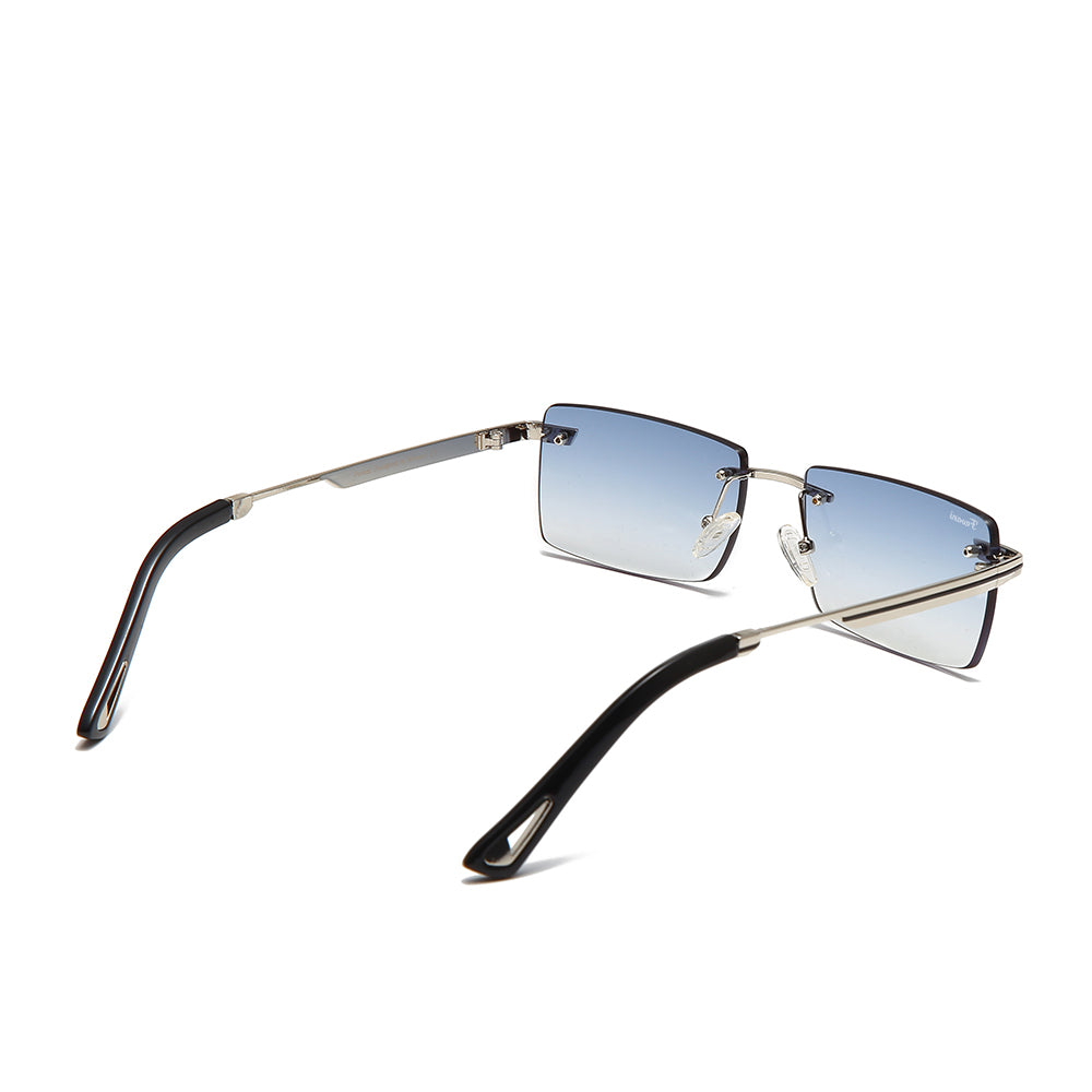 Men's Fevani Light Blue Classic Platinum Rectangular Metal Sunglasses FEVANI