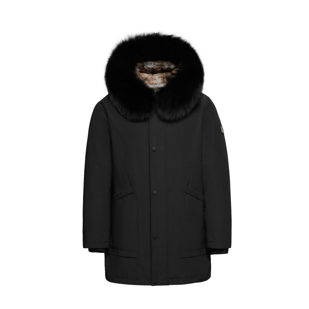 Men's Opulent Elite Parka in Black - (Black Fox Trim) FEVANI