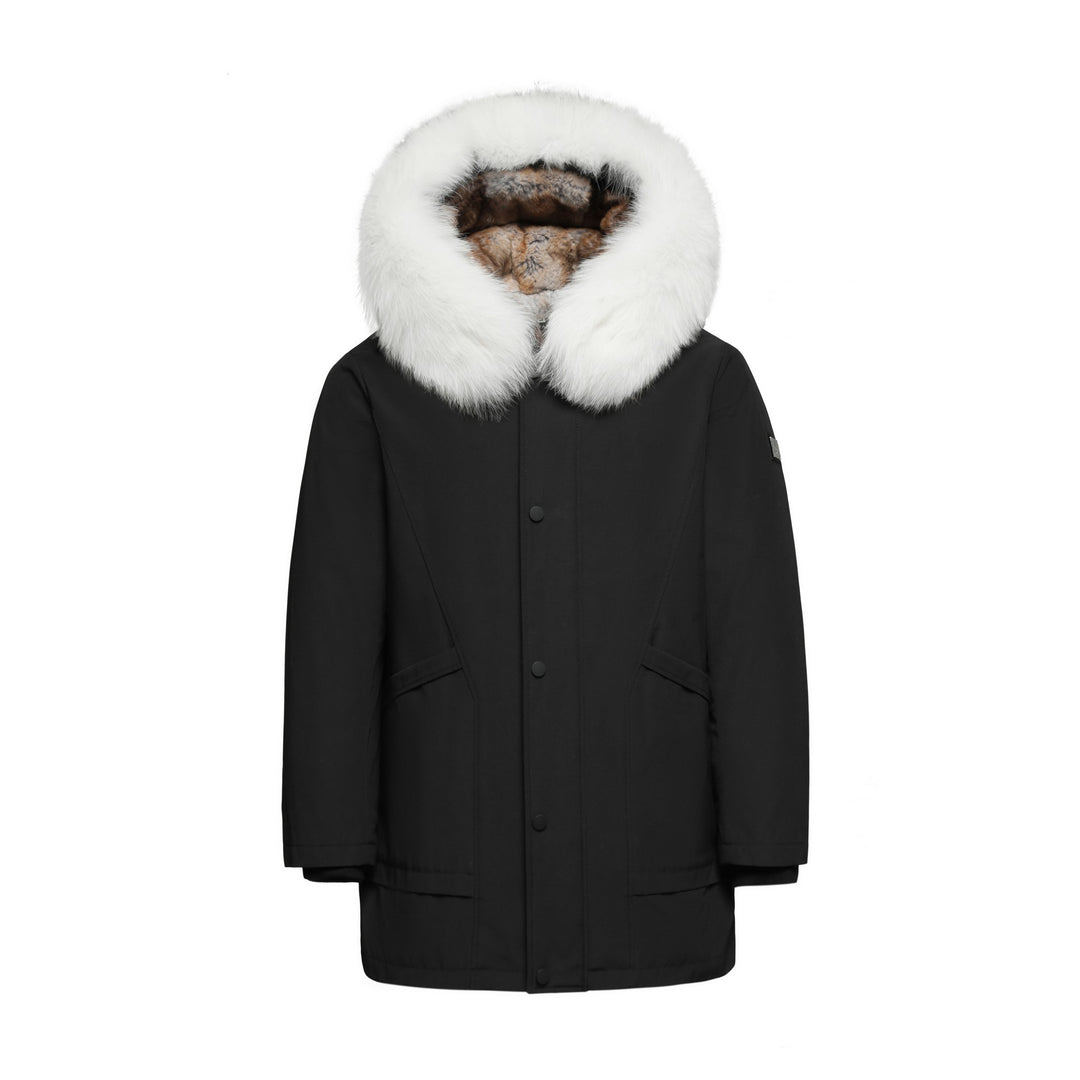 Men's Opulent Elite Parka in Black - (Blue Fox Trim) FEVANI